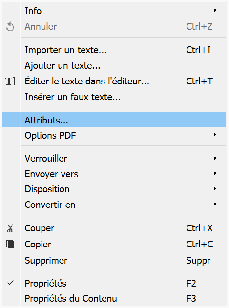 Attributs cadre texte